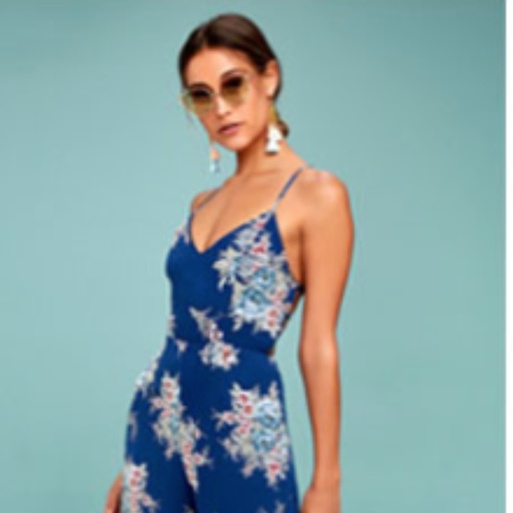 Lulus Other - LULU's SHEA NAVY BLUE FLORAL PRINT JUMPSUIT